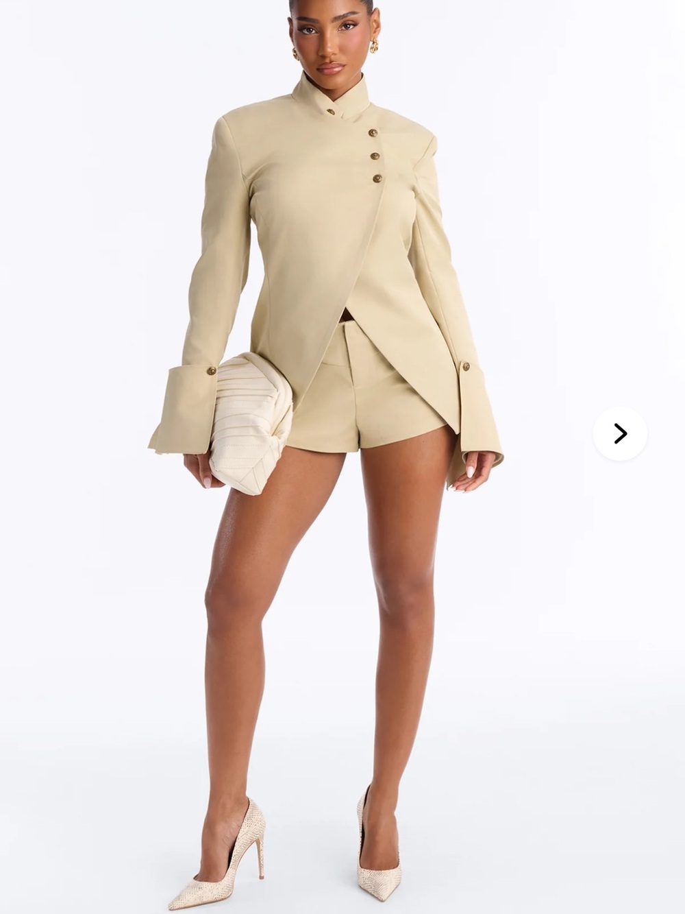 Women’s Cream Structured Asymmetrical Blazer set
